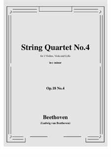 Quartet No.4 in C Minor: Full score and parts by Ludwig van Beethoven