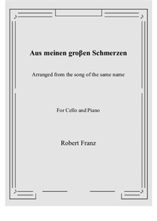 Twelve Songs, Op.5: No.1 Aus meinen groβen Schmerzen, for Cello and Piano by Robert Franz