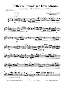 Complete set, BWV 772-786: For Soprano and Baritone Sax by Johann Sebastian Bach