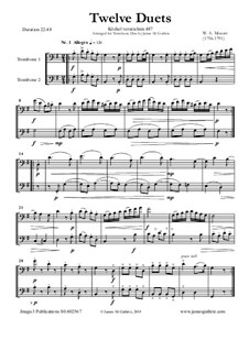Twelve Duets for Two Hors, K.487: Version for Trombone Duo by Wolfgang Amadeus Mozart