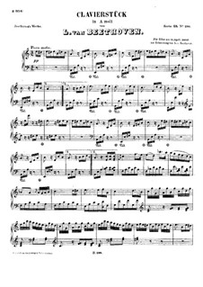 For Elise, for Piano, WoO 59: For a single performer by Ludwig van Beethoven