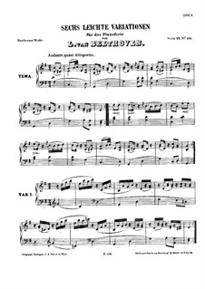 Six Variations on an Original Theme, WoO 77: For piano by Ludwig van Beethoven