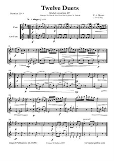 Twelve Duets for Two Hors, K.487: Version for Flute and Alto Flute by Wolfgang Amadeus Mozart