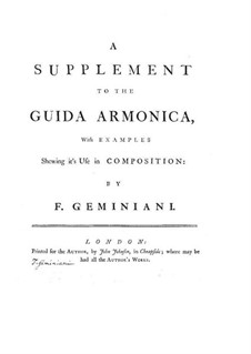 Guida armonica: Supplement by Francesco Geminiani