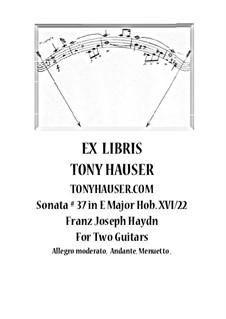 Sonata for Piano No.37 in E Major, Hob.XVI/22: Version for two guitars – parts by Joseph Haydn