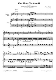 Complete Movements: For Baritone Horn & Piano by Wolfgang Amadeus Mozart
