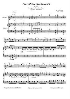 Complete Movements: For Piccolo & Piano by Wolfgang Amadeus Mozart