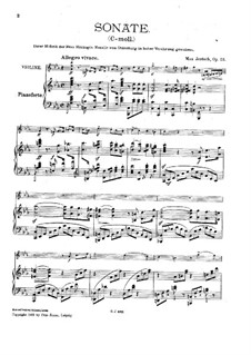 Sonata for Violin and Piano in C Minor, Op.23: Score by Max Jentsch