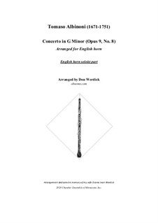 Concerto No.8 in g minor: For english horn and string orchestra – solo part by Tomaso Albinoni