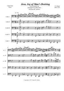 Jesu, Joy of Man's Desiring: For cello choir by Johann Sebastian Bach