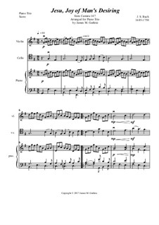 Jesu, Joy of Man's Desiring: For piano trio by Johann Sebastian Bach