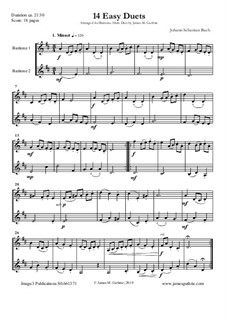 14 Easy Duets: For Baritone Horns by Johann Sebastian Bach