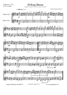 14 Easy Duets: For Soprano Saxophones by Johann Sebastian Bach