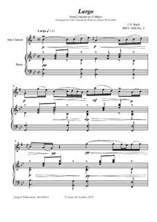 Movement II (Two Instruments Version): For Alto Clarinet & Piano by Johann Sebastian Bach