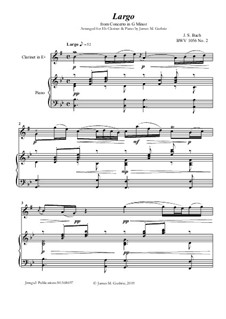 Movement II (Two Instruments Version): For Eb Clarinet & Piano by Johann Sebastian Bach