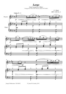 Movement II (Two Instruments Version): For Piccolo & Piano by Johann Sebastian Bach