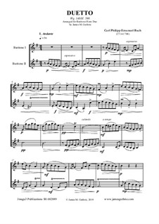 Duetto, Wq.140: For Baritone Horns by Carl Philipp Emanuel Bach