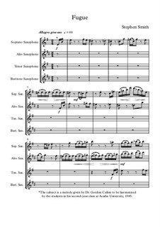 Fugue for Saxophone Quartet: Fugue for Saxophone Quartet by Stephen Smith