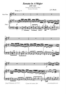 Sonata for Flute and Harpsichord No.3 in A Major, BWV 1032: Version for Bass Flute and Piano by Johann Sebastian Bach