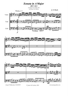 Sonata for Flute and Harpsichord No.3 in A Major, BWV 1032: Version for String Trio by Johann Sebastian Bach