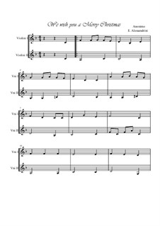 We Wish You a Merry Christmas: For two violins by folklore