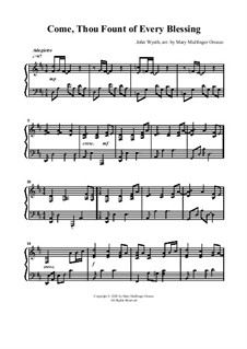 Come, Thou Fount of Every Blessing: For piano by John Wyeth