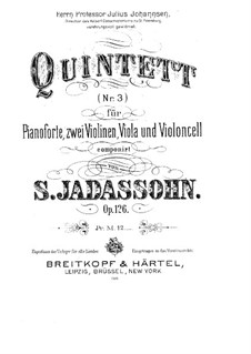 Piano Quartet No.3 in A Minor, Op.109: Full Score and Parts by Salomon Jadassohn