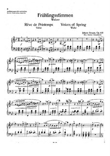 Voices of Spring, Op.410: For piano by Johann Strauss (Sohn)