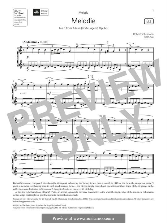 No.1 Melodie (Melody): For piano by Robert Schumann