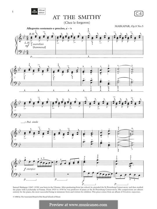 At The Smithy By S M Maykapar Sheet Music On Musicaneo