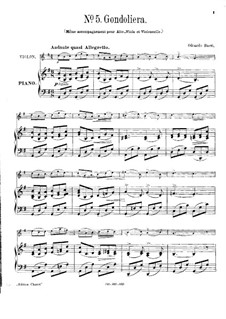 Gondoliera for Violin (or Viola Alta, or Cello) and Piano: Score by Odoardo Barri