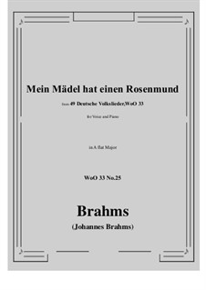 No.22-28: No.25 Mein Madel hat einen Rosenmund (A flat Major) by Johannes Brahms