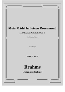 No.22-28: No.25 Mein Madel hat einen Rosenmund (C Major) by Johannes Brahms