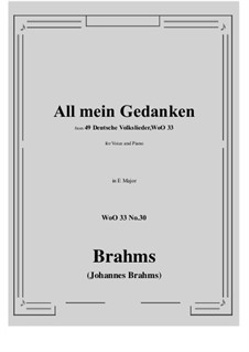 No.29-35: No.30 All mein Gedanken (E Major) by Johannes Brahms