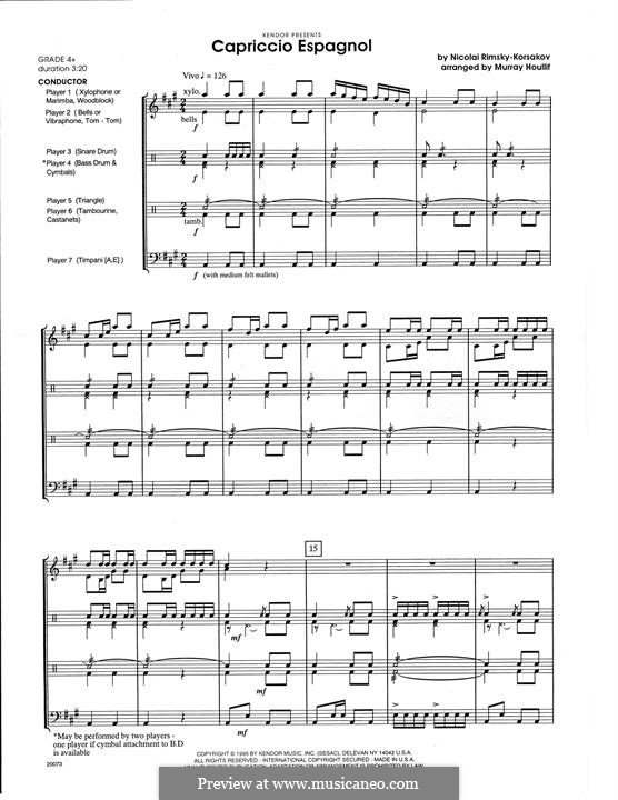 Capriccio Espagnol, Op.34: For percussion – full score by Nikolai Rimsky-Korsakov