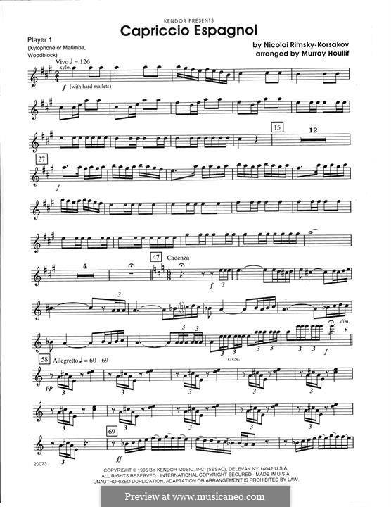 Capriccio Espagnol, Op.34: For percussion – Percussion 1 by Nikolai Rimsky-Korsakov