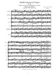 Concerto for Violin, Cello and Strings in F Major, RV 544: Full score, parts by Antonio Vivaldi