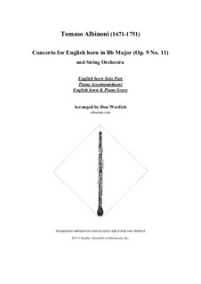 Concerto No.11 in B Flat Major: Version for english horn and string orchestra – solo part by Tomaso Albinoni