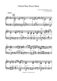I Need Thee Every Hour: For piano by Robert Lowry