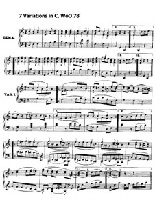 Seven Variations on English Song 'God Save the King', WoO 78: For piano by Ludwig van Beethoven