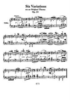 Six Variations on a Swiss Song, Op.34: For piano by Ludwig van Beethoven