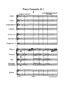 Concerto for Piano and Orchestra No.1, Op.15: Full score by Ludwig van Beethoven