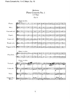Concerto for Piano and Orchestra No.1, Op.15: Version for two pianos four hands by Ludwig van Beethoven