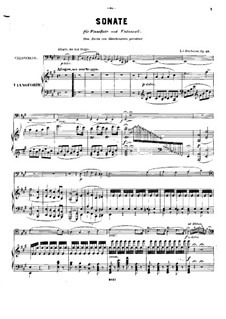 Sonata for Cello and Piano No.3 in A Major, Op.69: Score by Ludwig van Beethoven