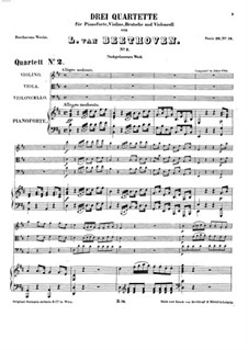 Three Piano Quartets, WoO 36: Quartet No.2 by Ludwig van Beethoven