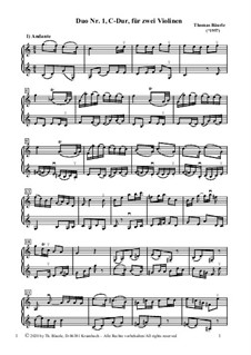 Duo Nr.1, C-Dur, für zwei Violinen: Duo Nr.1, C-Dur, für zwei Violinen by Thomas Bäurle