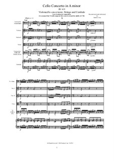 Concerto for Cello and Strings in A Minor, RV 419: Full score, parts by Antonio Vivaldi