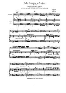 Concerto for Cello and Strings in A Minor, RV 419: Version for cello and cembalo (or piano) by Antonio Vivaldi