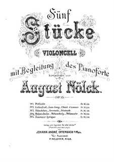 Five Pieces, Op.15: No.4 Melancholy – Score by August Nölck