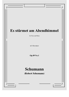 Six Songs, Op.89: No.1 Es stürmet am Abendhimmel (b flat minor) by Robert Schumann